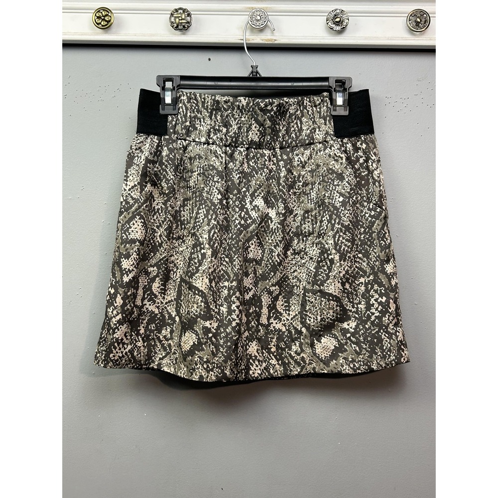 Banana Republic Skirt Womens 6 Gray Black Snakeskin Print A-Line Stretch Waist